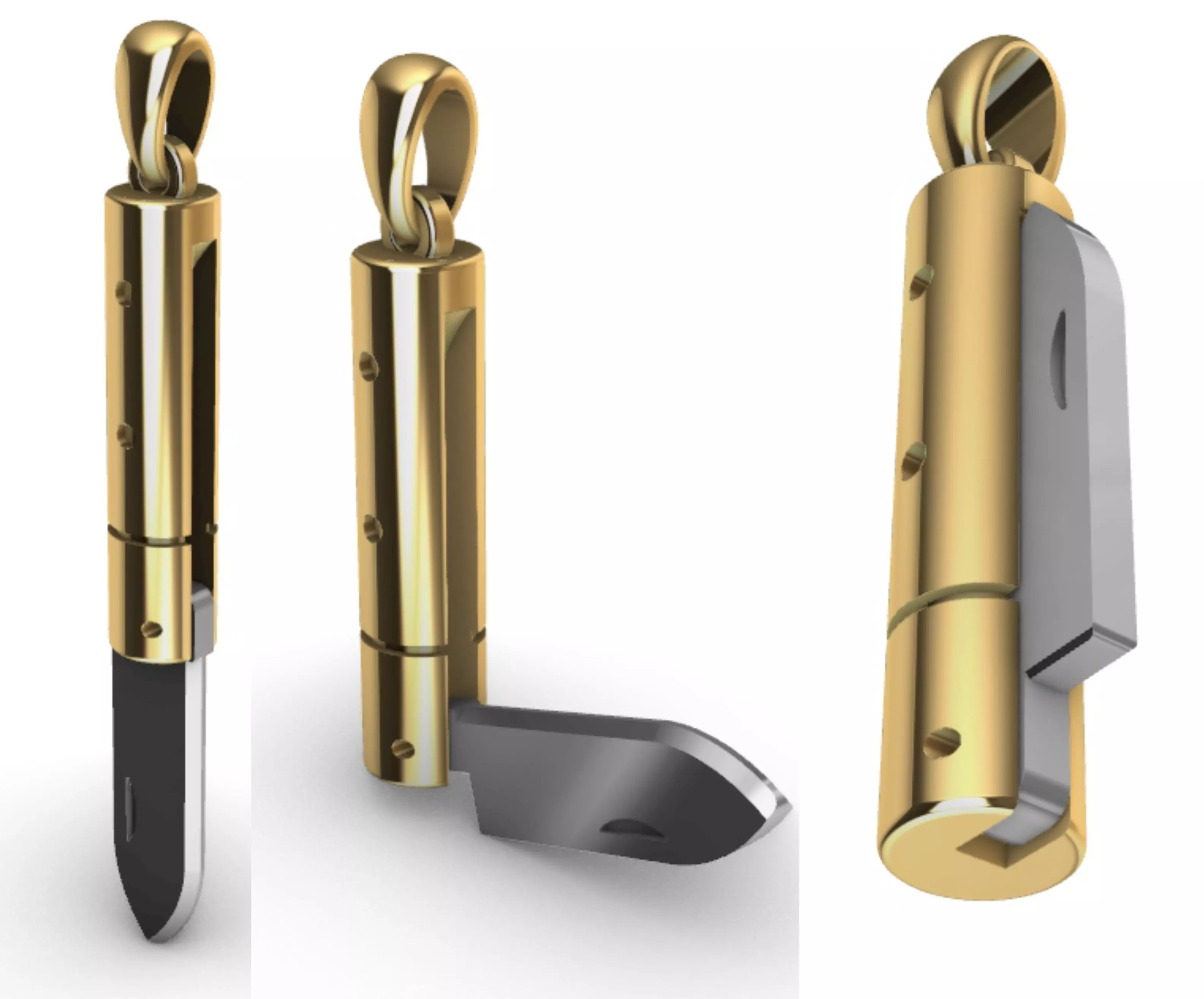 Switchblade Knife Pendant 3D print model_0