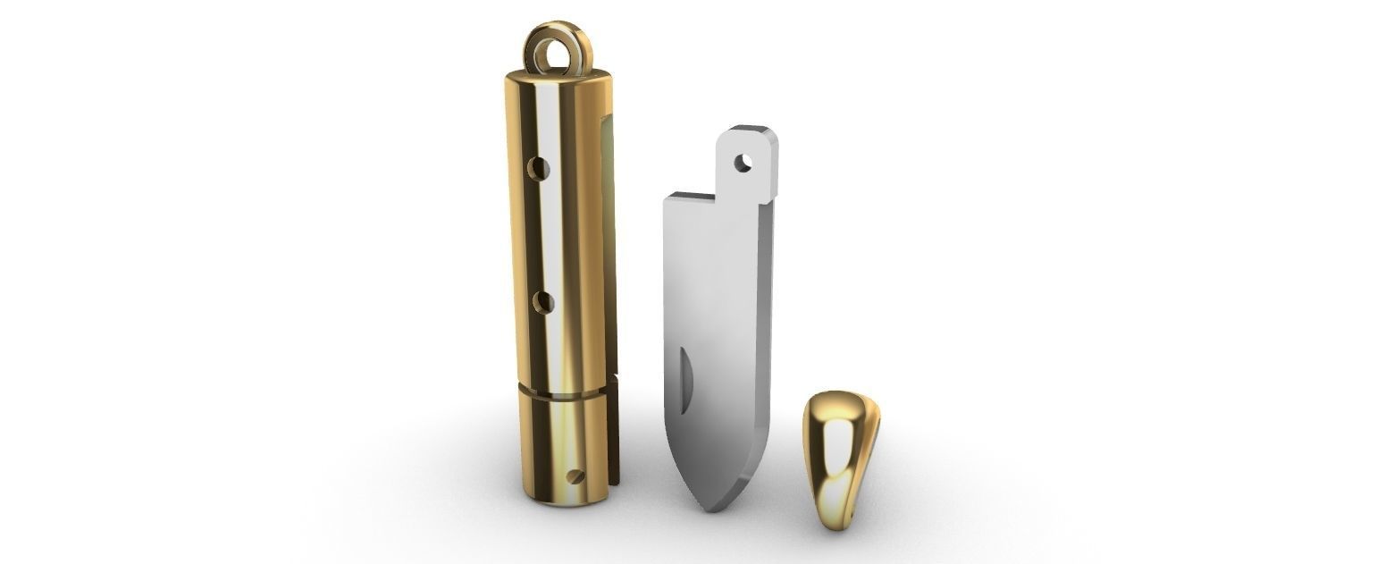 Switchblade Knife Pendant 3D print model_5