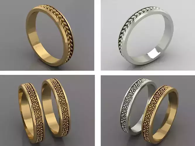 Rings collection 3D Print 3D print model 3D model set of wedding