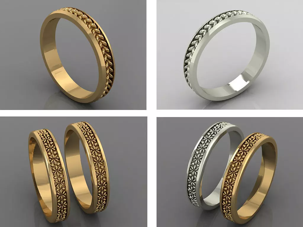 Rings collection 3D Print 3D print model 3D model set of wedding _0