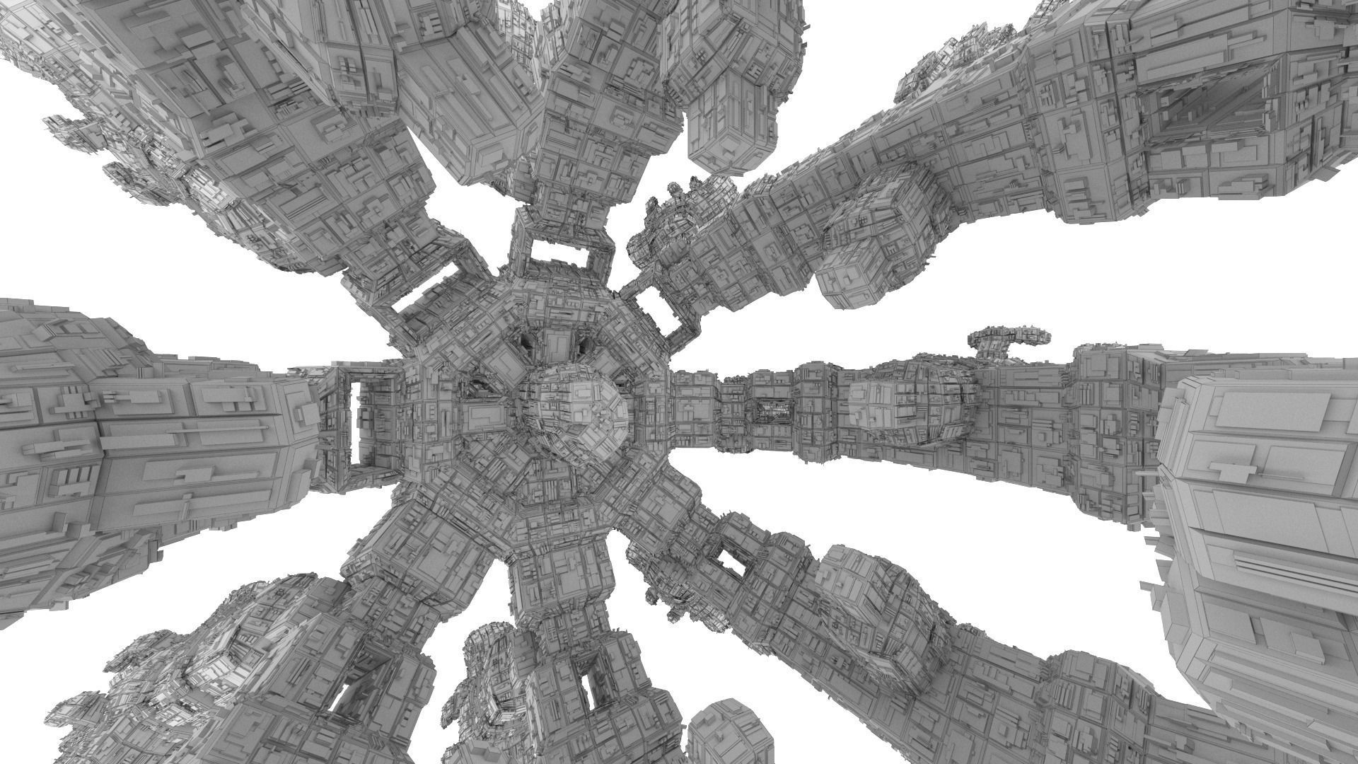 Sci-Fi Outer Space Base Center 3D model_7