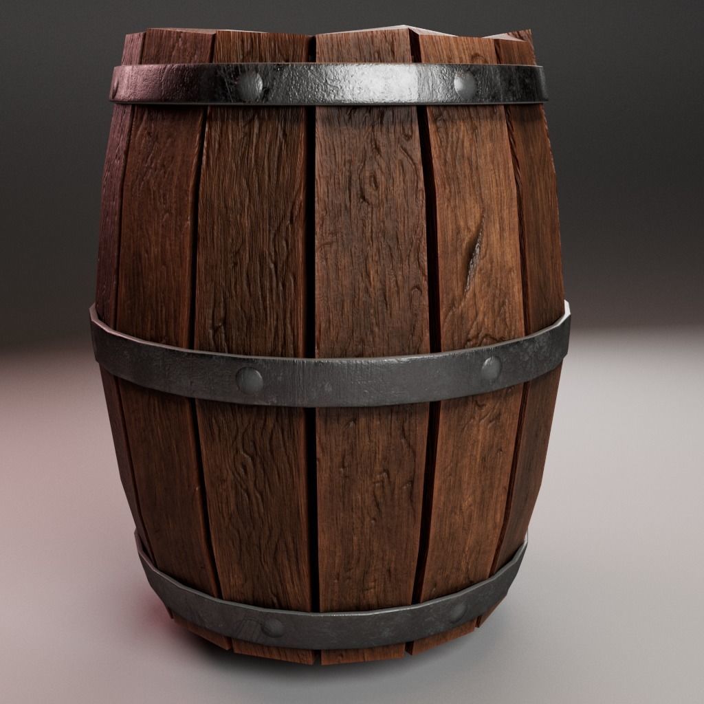 Wooden Marine Cargo Barrel Low-poly 3D model_1