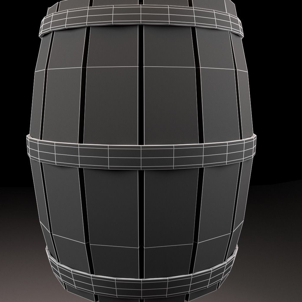 Wooden Marine Cargo Barrel Low-poly 3D model_9