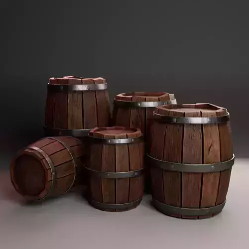 Wooden Marine Cargo Barrel Low-poly 3D model