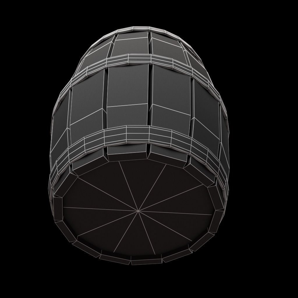 Wooden Marine Cargo Barrel Low-poly 3D model_8