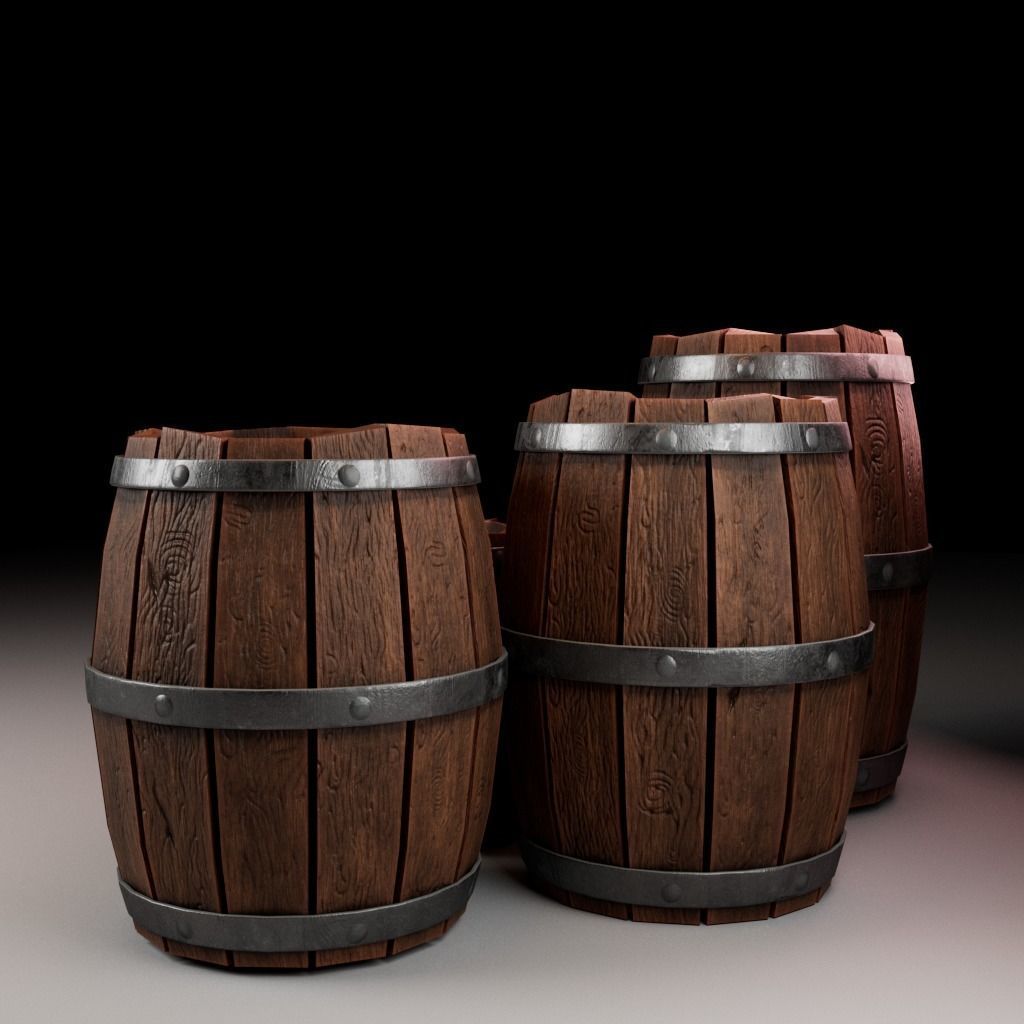 Wooden Marine Cargo Barrel Low-poly 3D model_2