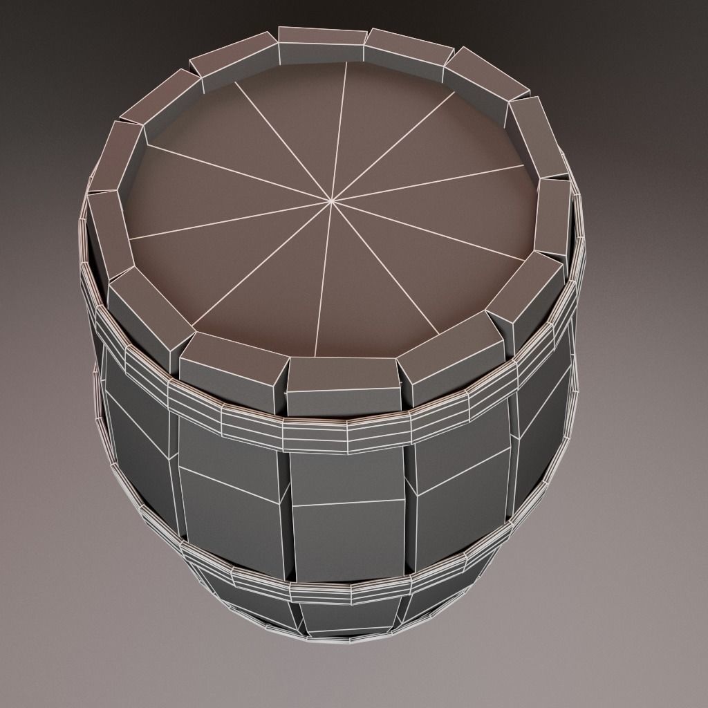 Wooden Marine Cargo Barrel Low-poly 3D model_7