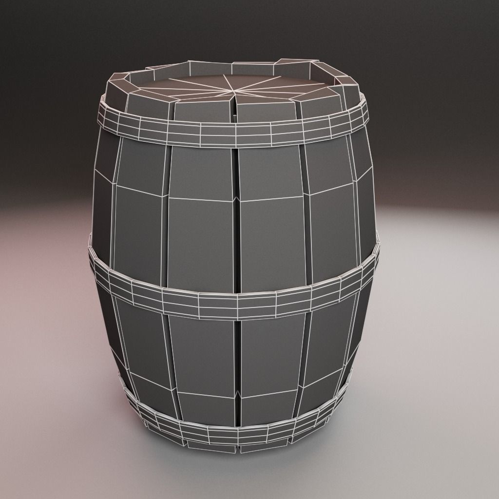 Wooden Marine Cargo Barrel Low-poly 3D model_6