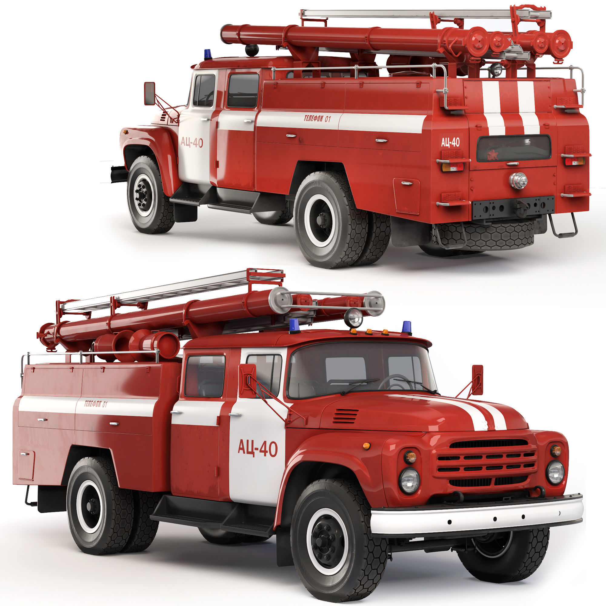 ZiL 130 AC-40 fire truck 1978 3D model_3