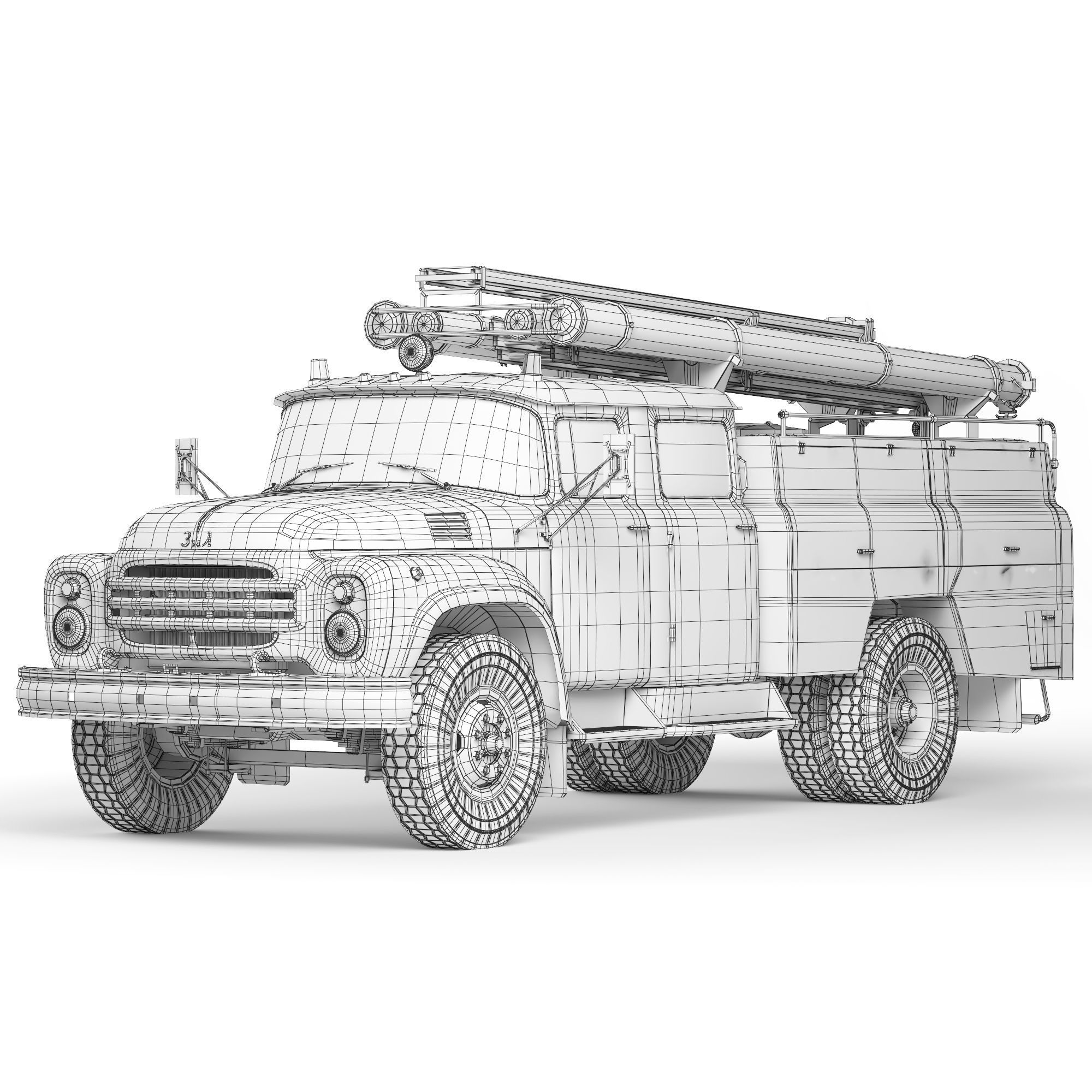 ZiL 130 AC-40 fire truck 1978 3D model_4