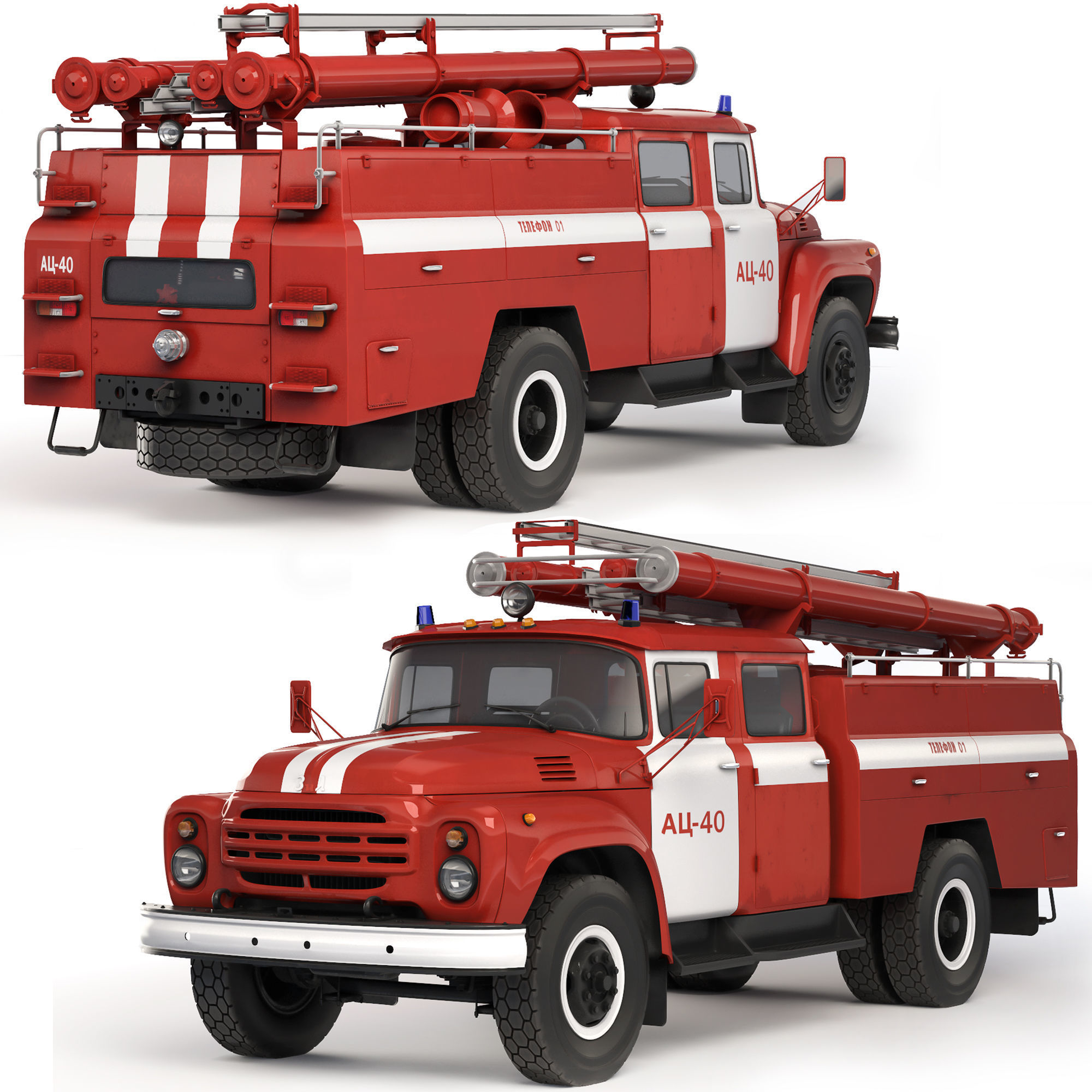 ZiL 130 AC-40 fire truck 1978 3D model_2