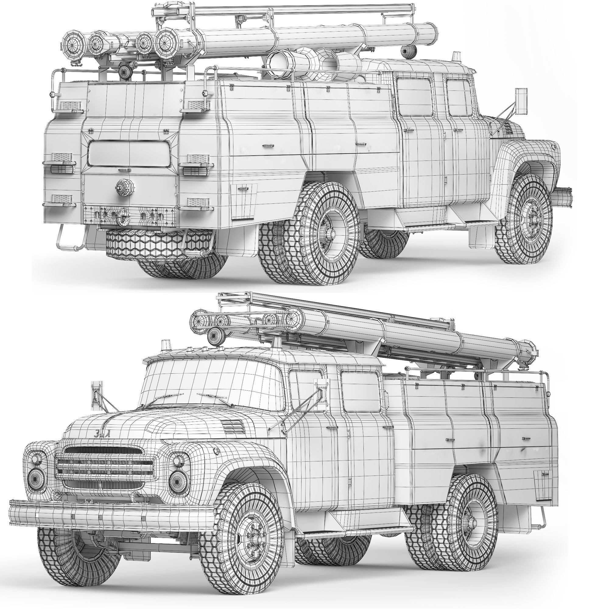 ZiL 130 AC-40 fire truck 1978 3D model_6