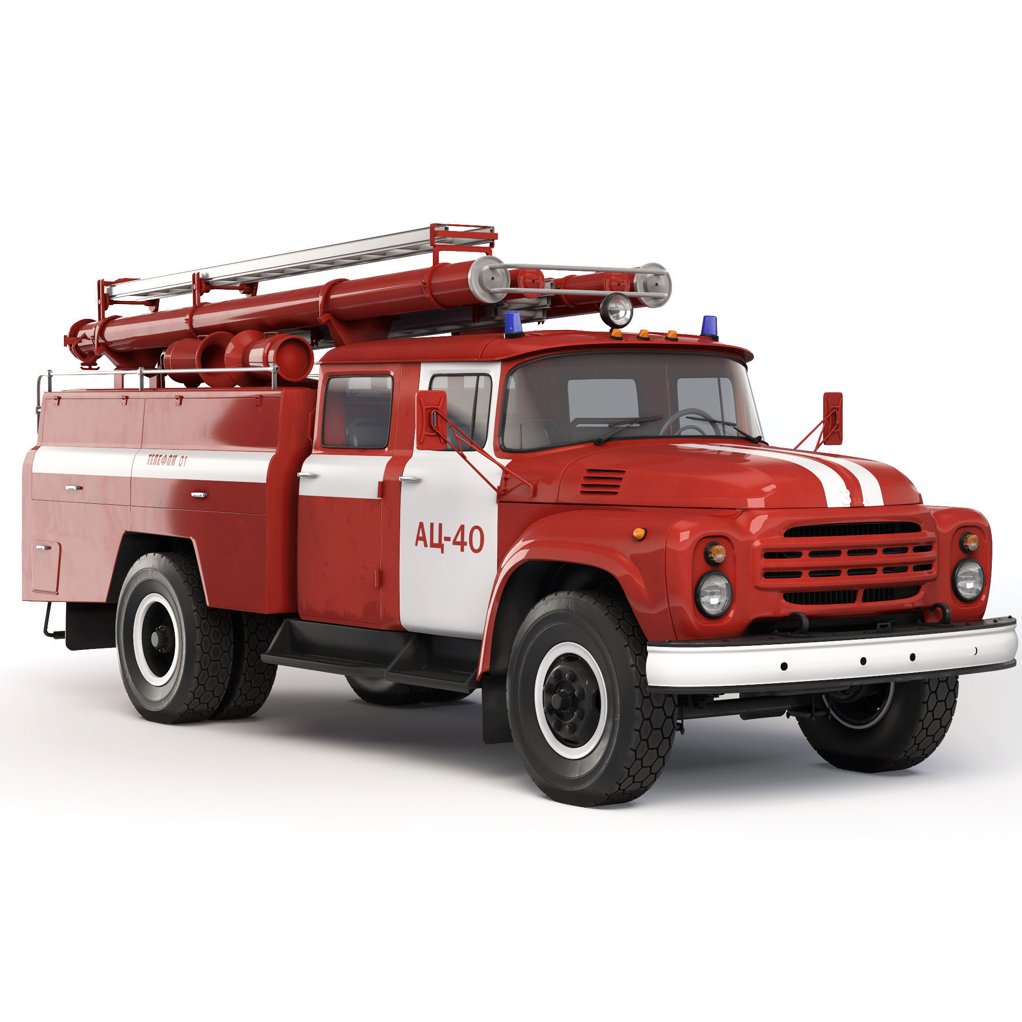 ZiL 130 AC-40 fire truck 1978 3D model_11