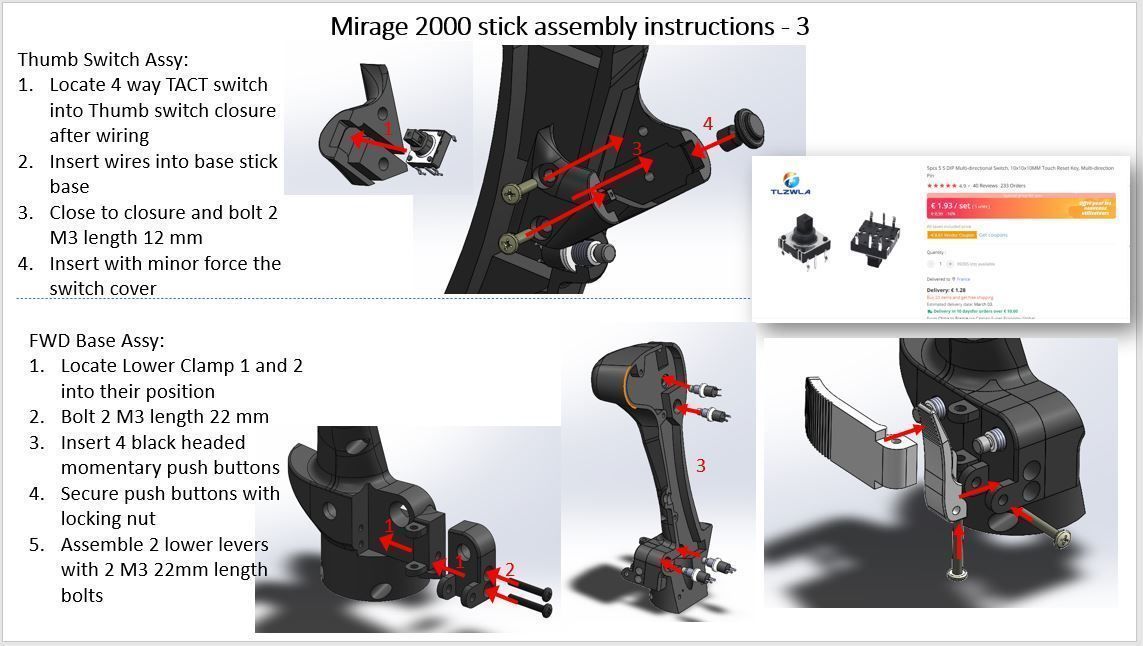 Mirage 2000 stick for simulation with all buttons and switches 3D print model_11