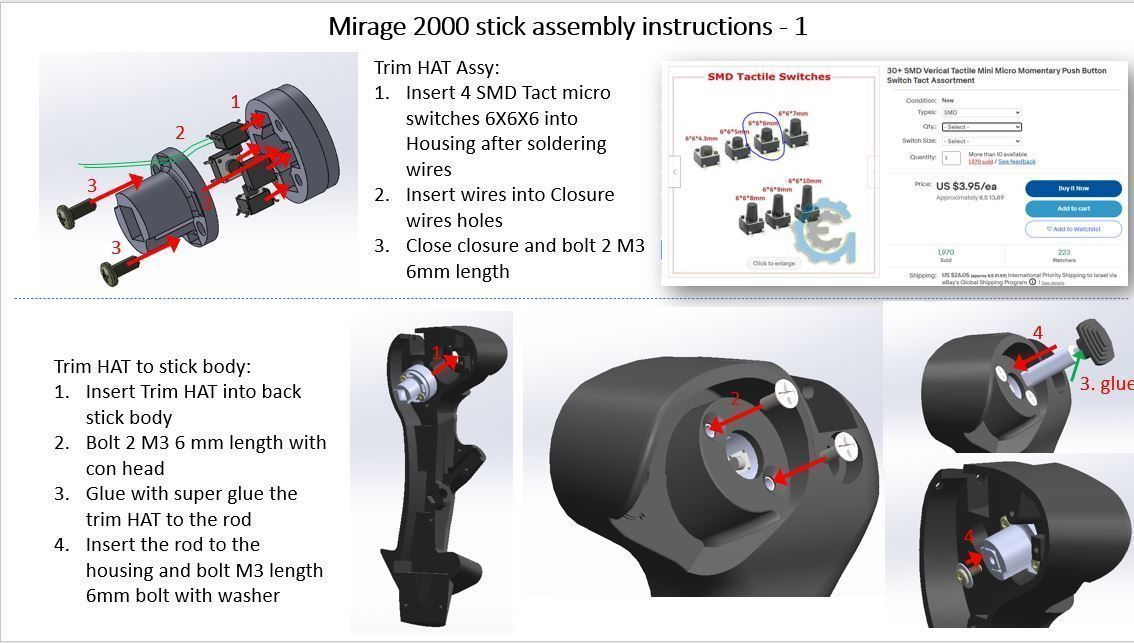 Mirage 2000 stick for simulation with all buttons and switches 3D print model_9