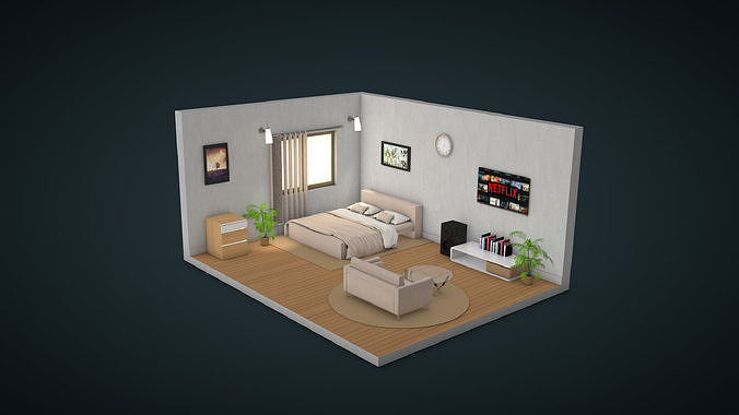 3D Isometric Room 3D model