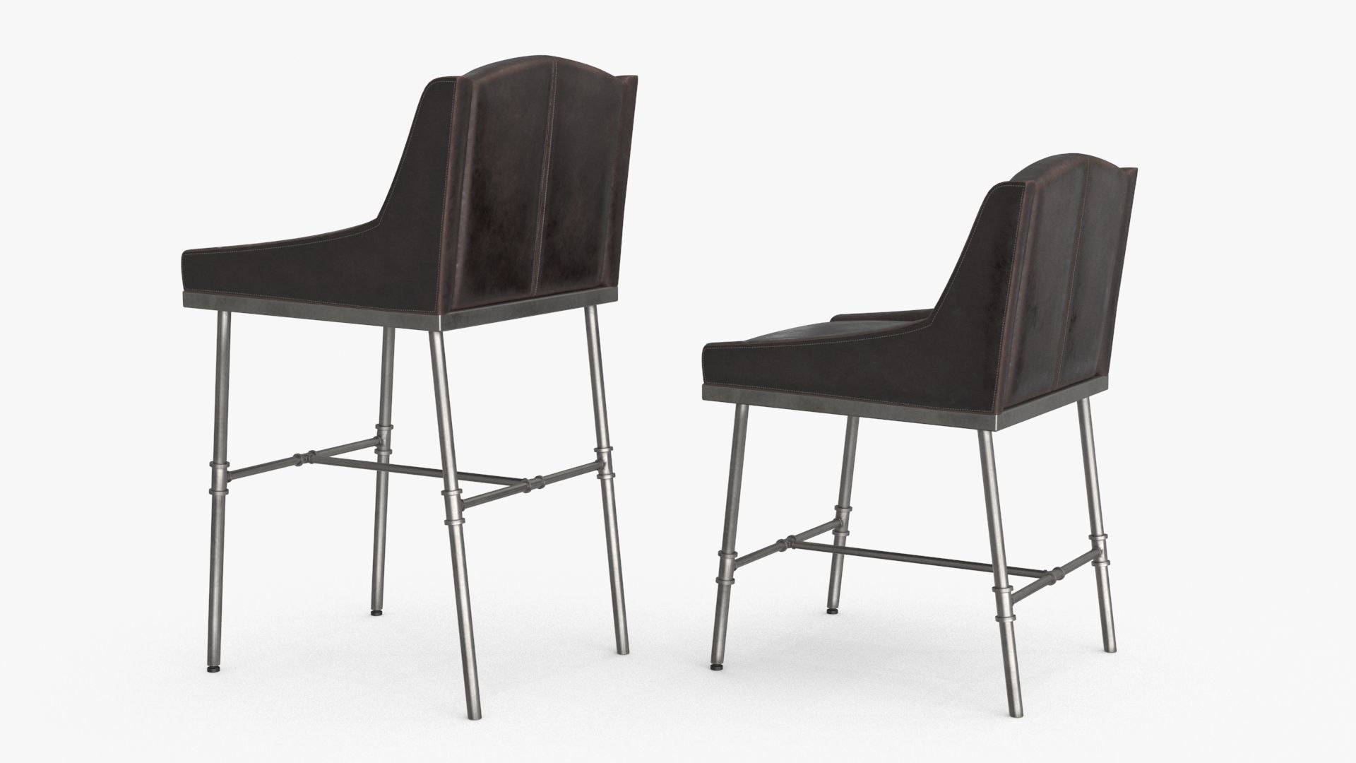 High and Low Bar Stool Low-poly 3D model_11