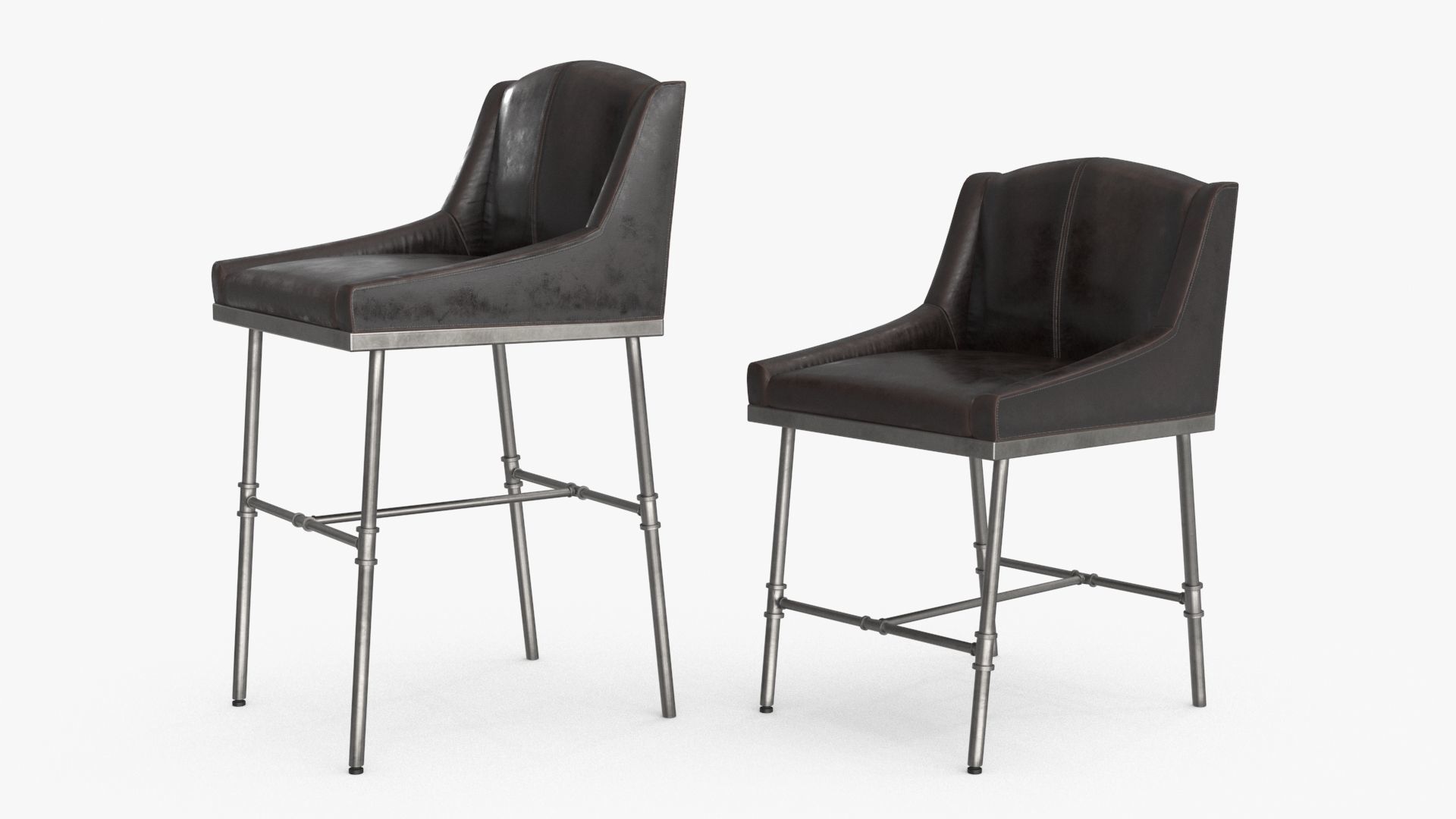 High and Low Bar Stool Low-poly 3D model_13