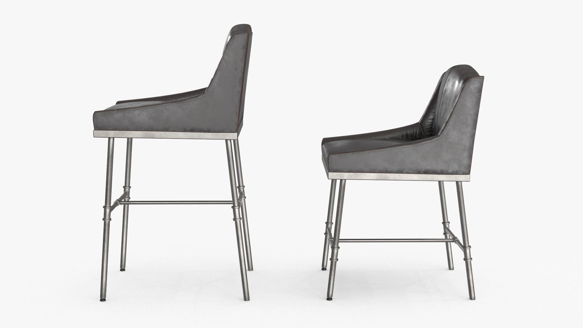 High and Low Bar Stool Low-poly 3D model_12