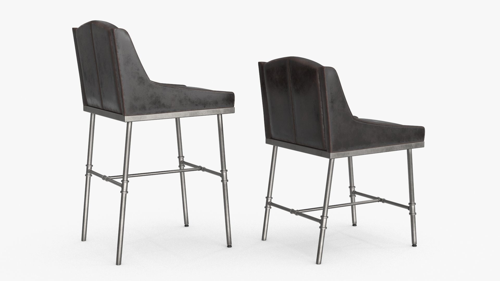 High and Low Bar Stool Low-poly 3D model_7