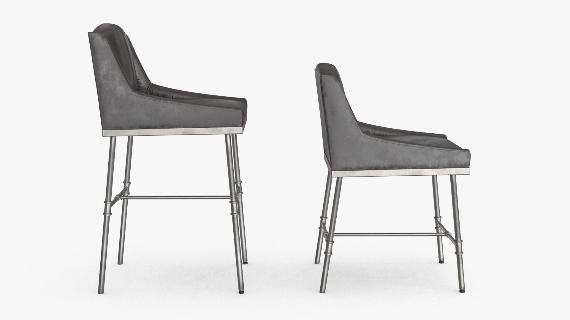 High and Low Bar Stool Low-poly 3D model_6