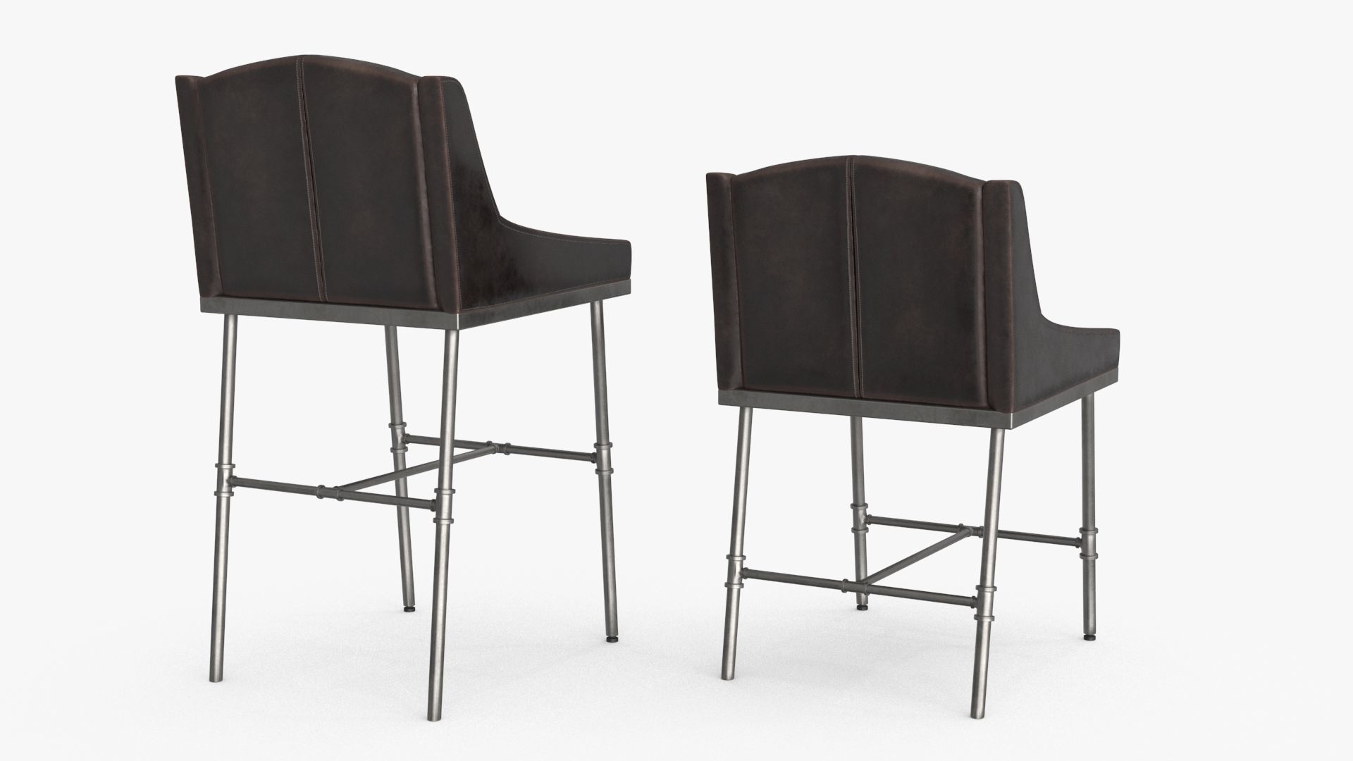 High and Low Bar Stool Low-poly 3D model_8