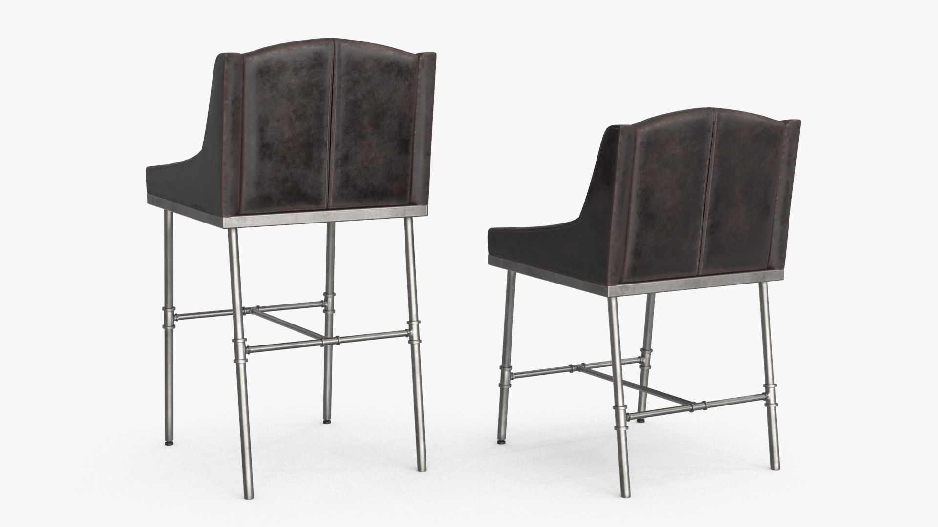 High and Low Bar Stool Low-poly 3D model_10