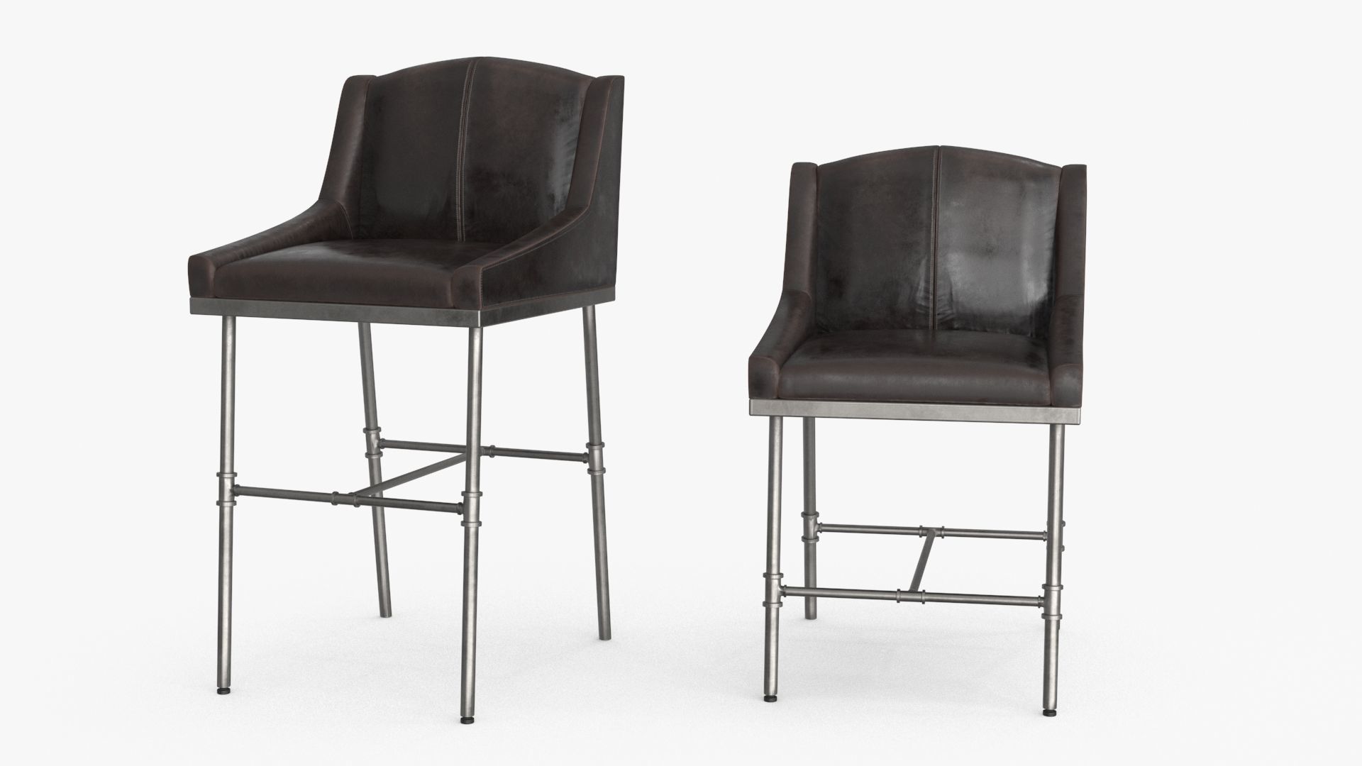 High and Low Bar Stool Low-poly 3D model_14