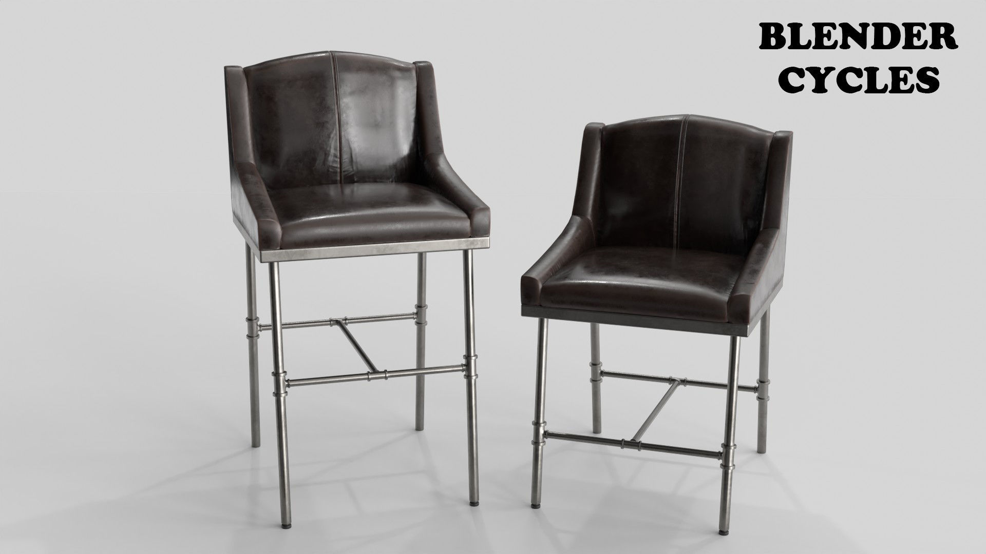 High and Low Bar Stool Low-poly 3D model_18
