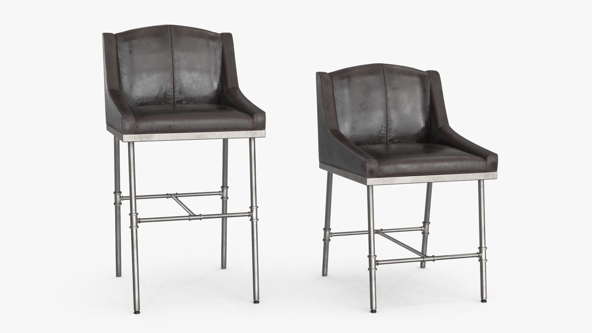 High and Low Bar Stool Low-poly 3D model_4