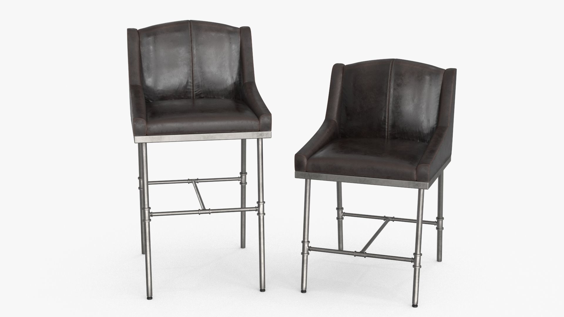 High and Low Bar Stool Low-poly 3D model_3