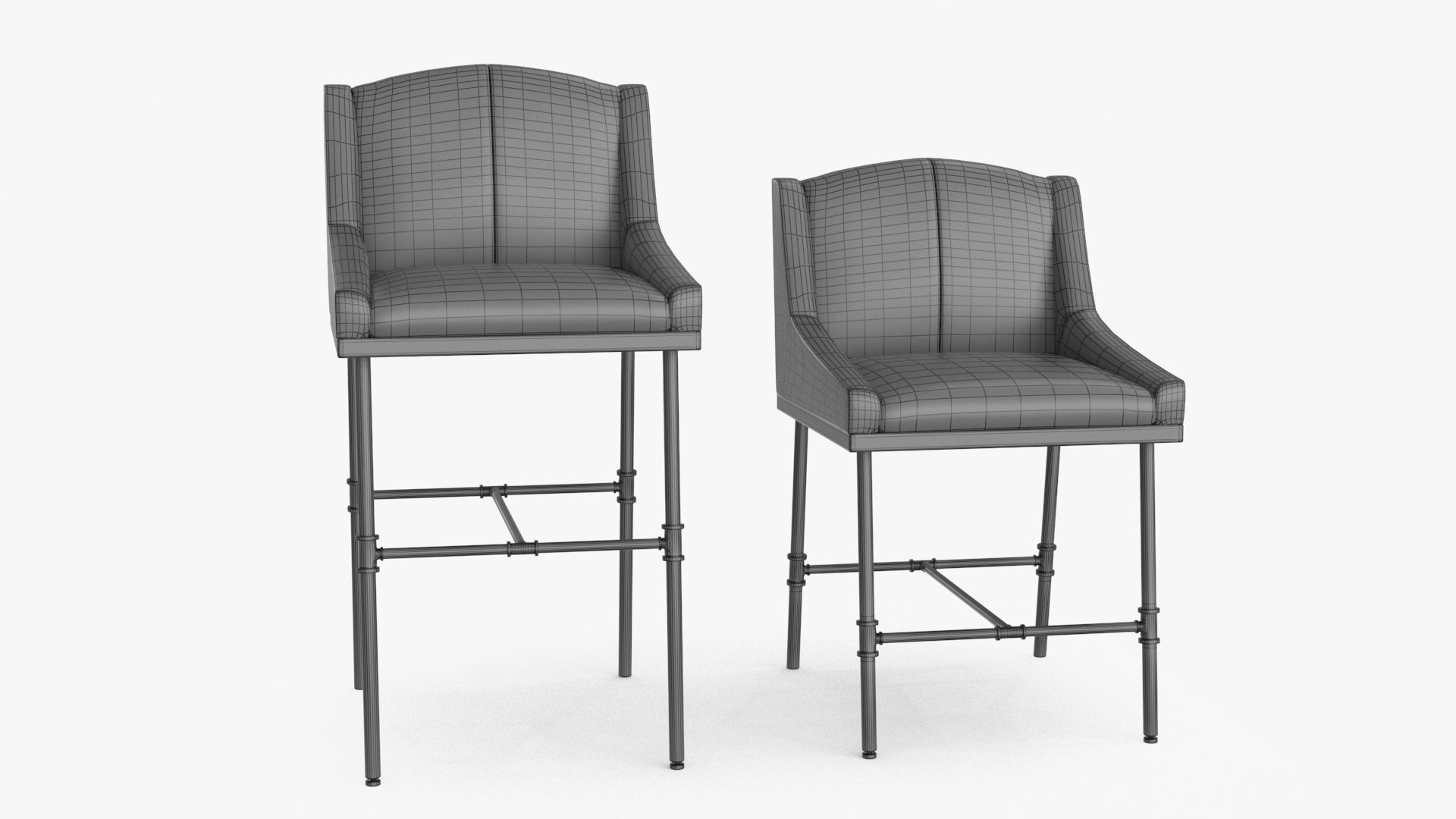 High and Low Bar Stool Low-poly 3D model_19