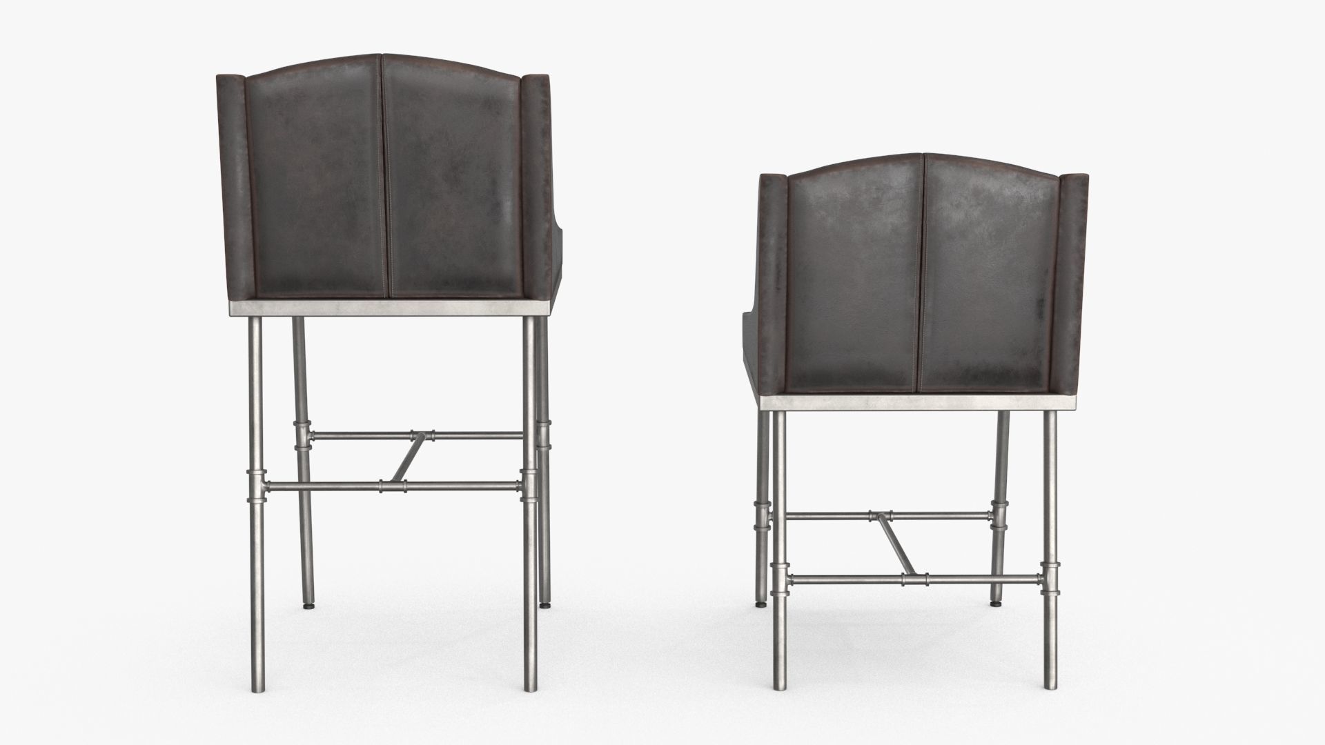 High and Low Bar Stool Low-poly 3D model_9