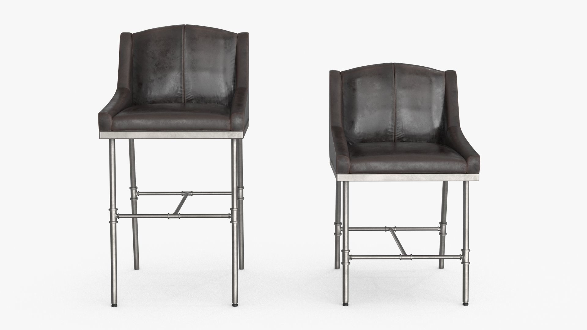 High and Low Bar Stool Low-poly 3D model_2