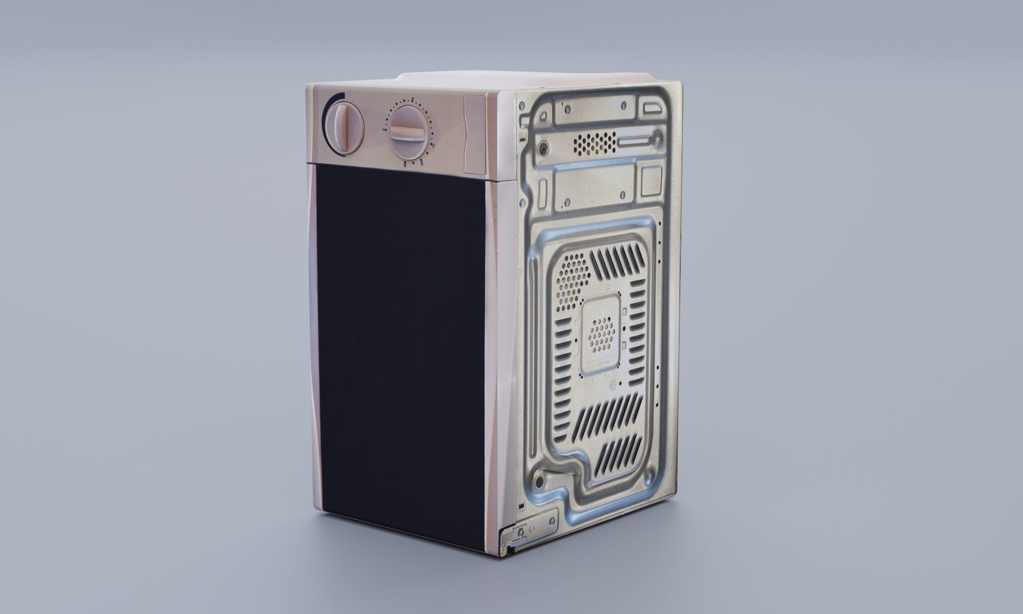 Old Microwave Low-poly 3D model_3