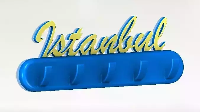 istanbul written hanger l key hanger 3D print model