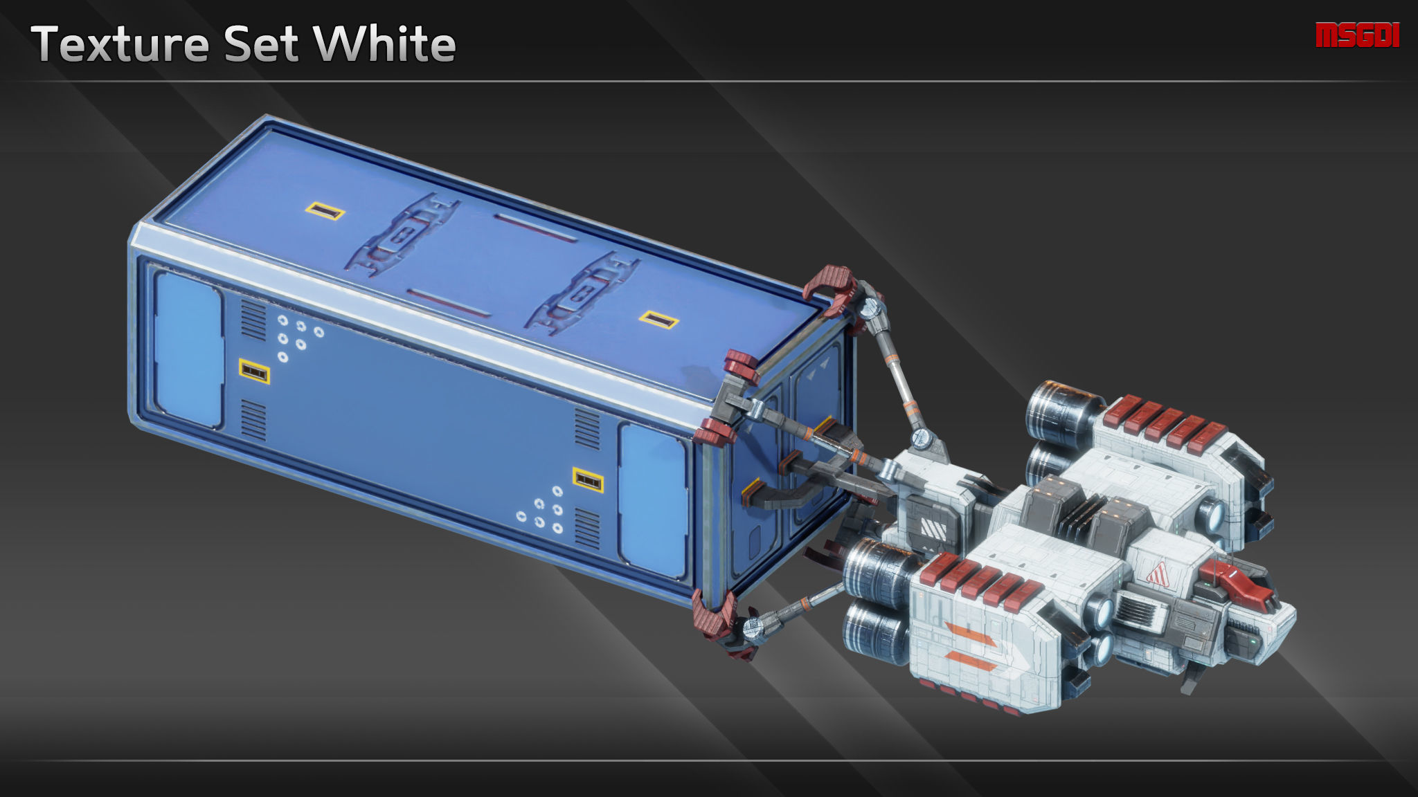 Spaceship CH12 Cargo Hauler Low-poly 3D model_9