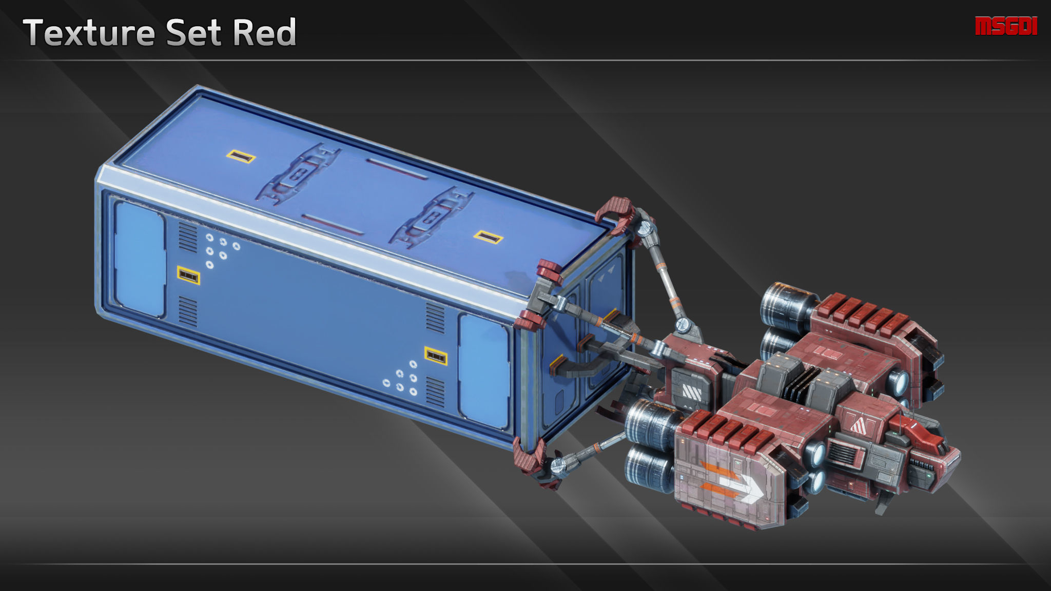 Spaceship CH12 Cargo Hauler Low-poly 3D model_8