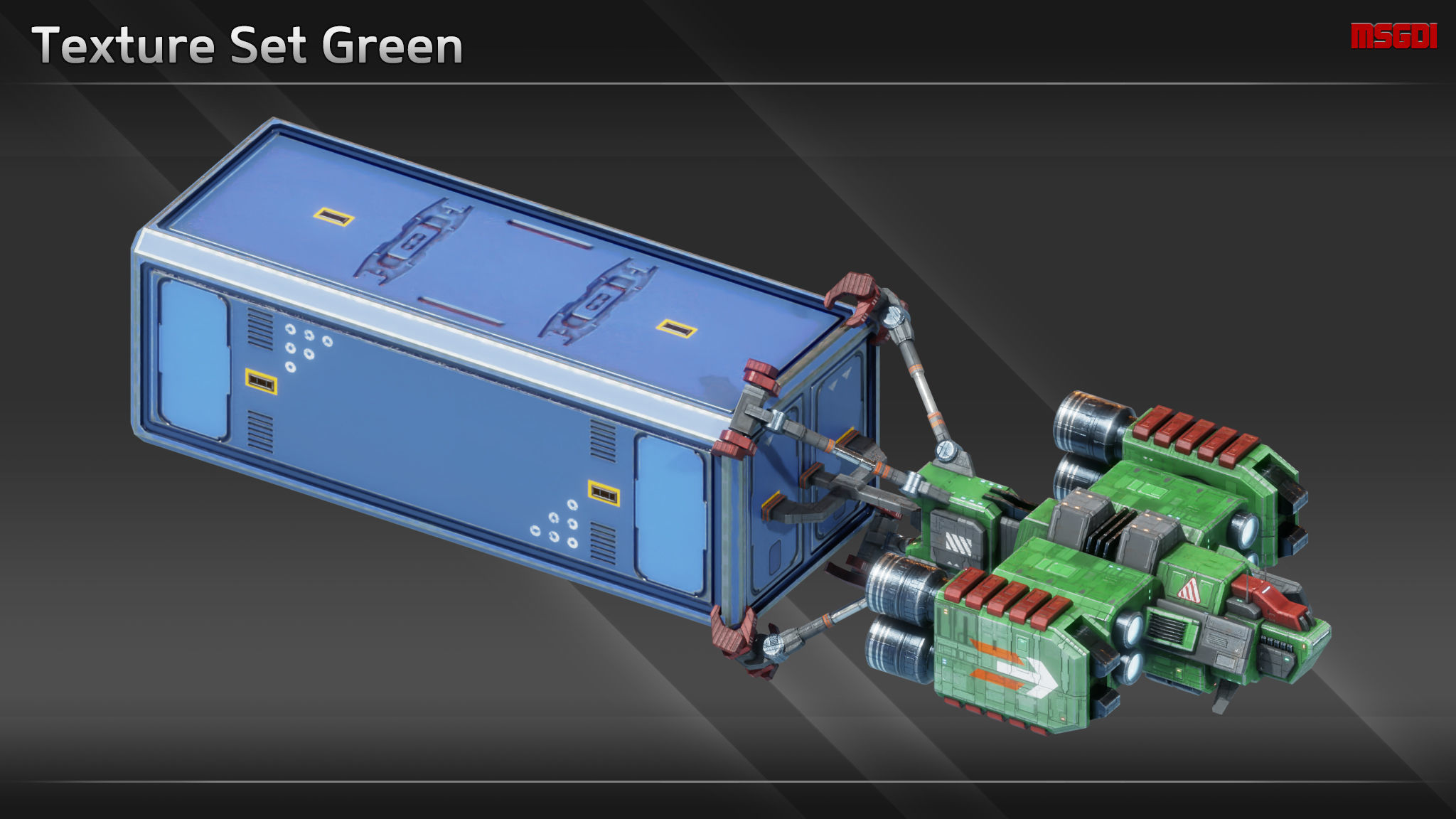 Spaceship CH12 Cargo Hauler Low-poly 3D model_6