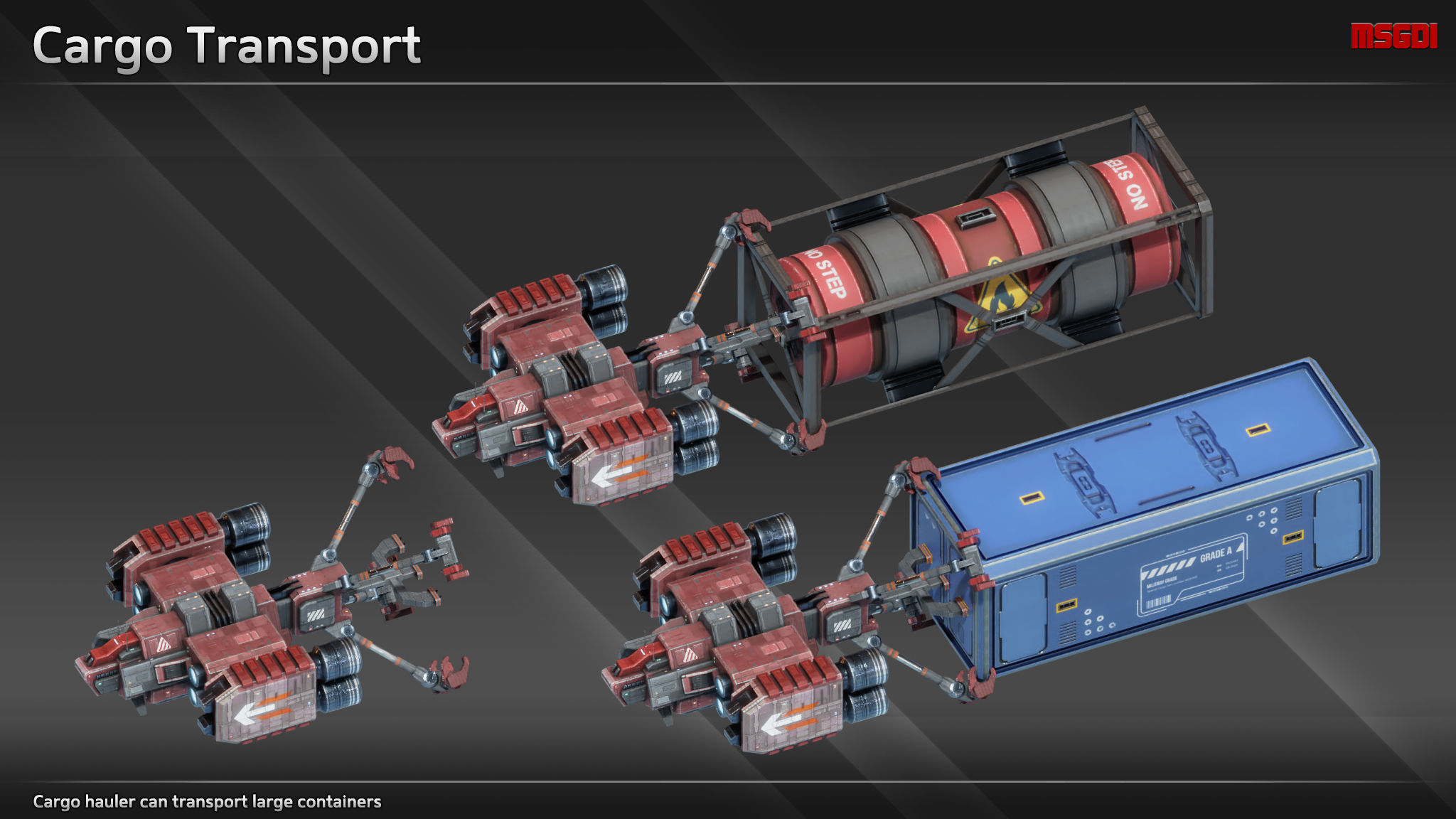Spaceship CH12 Cargo Hauler Low-poly 3D model_3