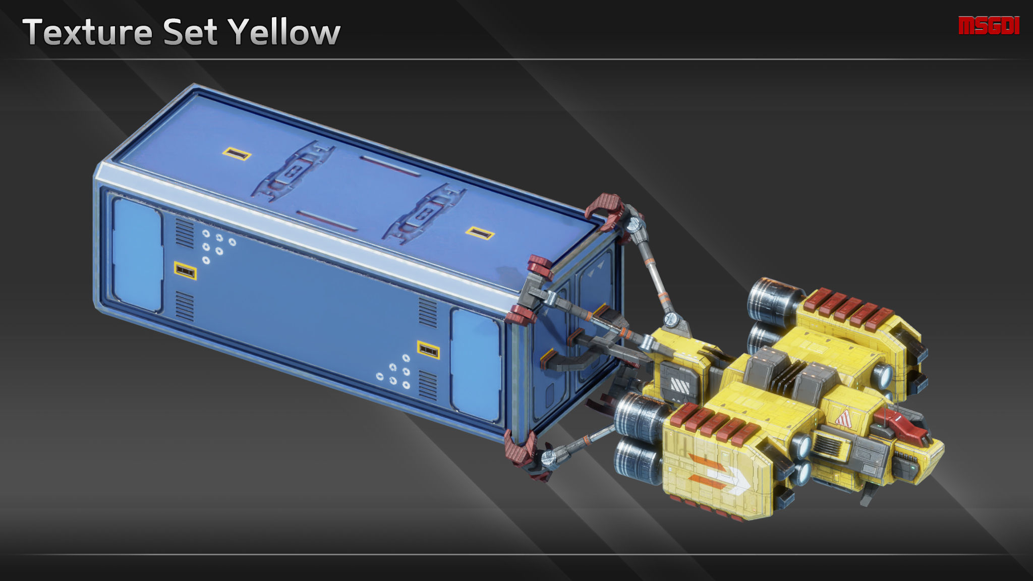 Spaceship CH12 Cargo Hauler Low-poly 3D model_10