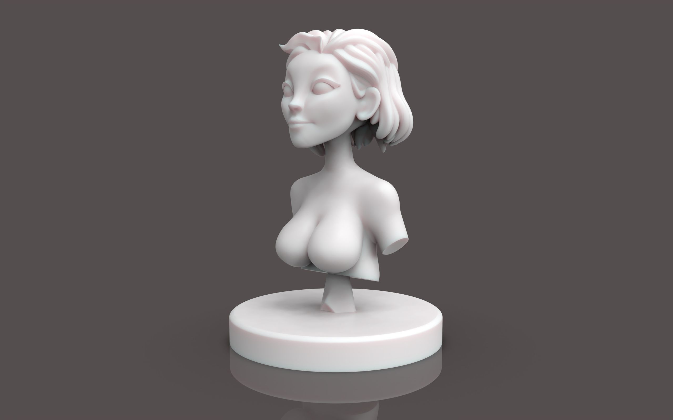 Stylized female bust print ready 3D print model_1
