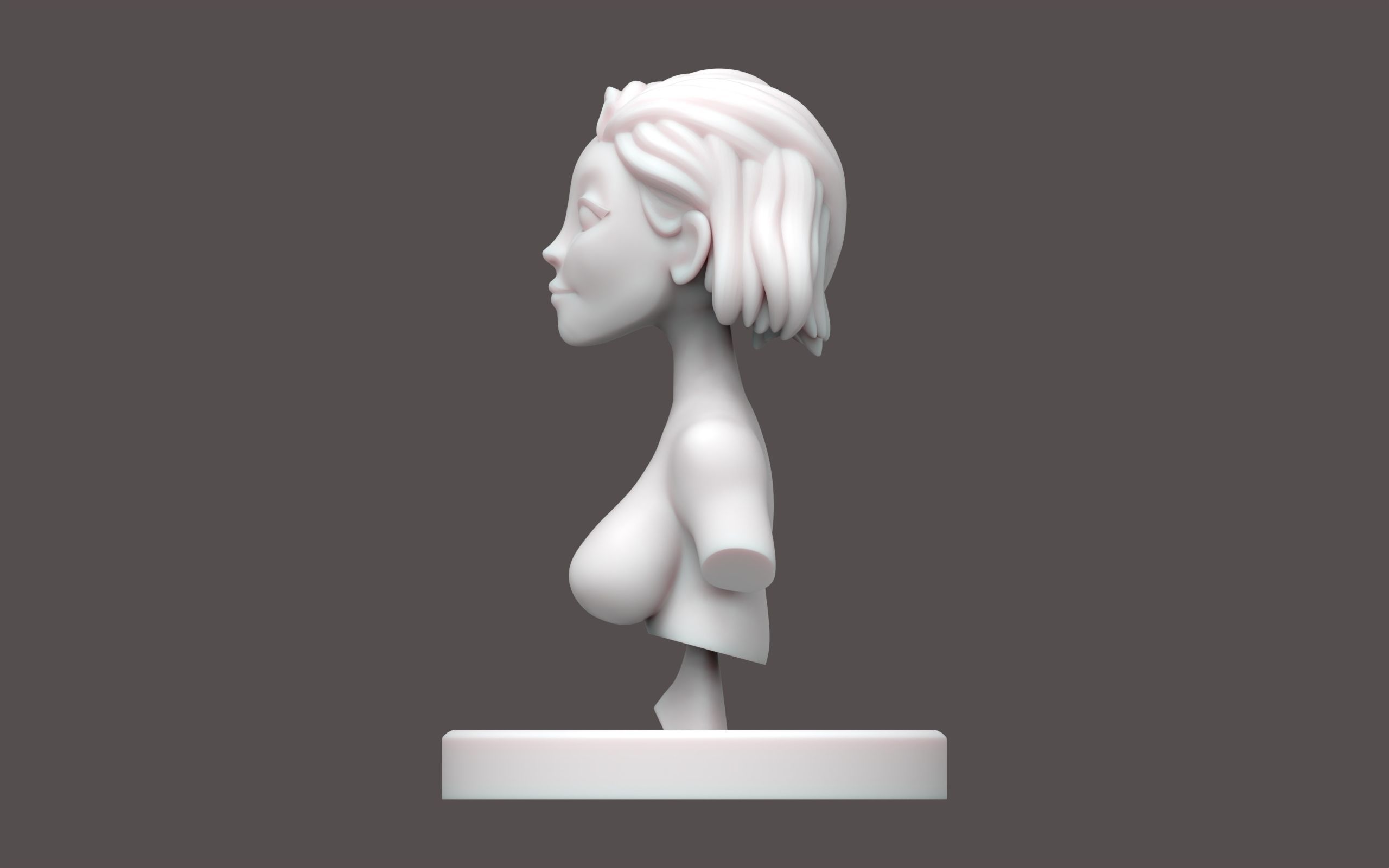 Stylized female bust print ready 3D print model_3