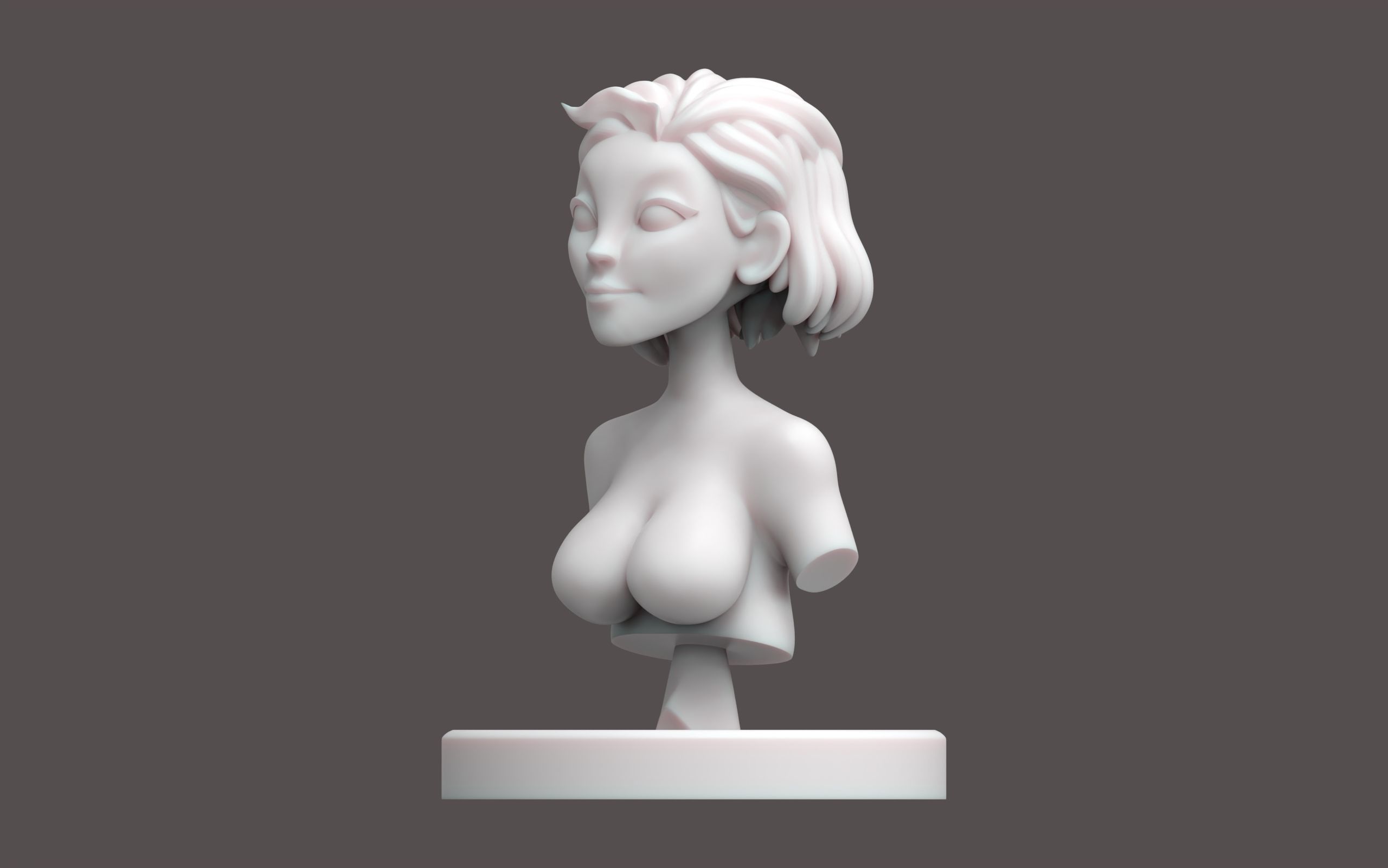Stylized female bust print ready 3D print model_2