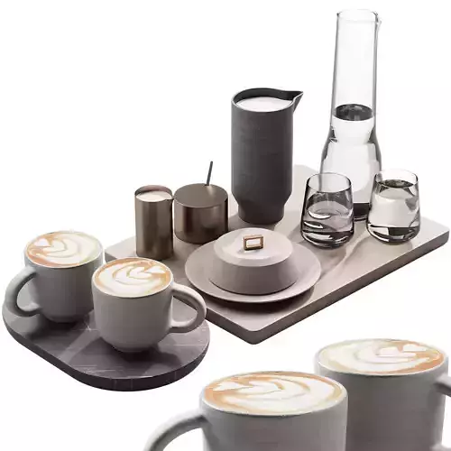 129 eat and drinks decor set 03 coffee and water kit 03 3D model
