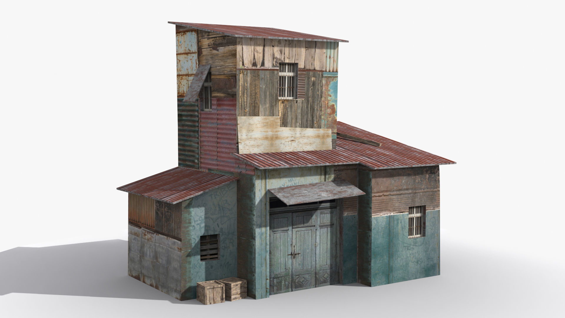 Slum x25 Low-poly 3D model_4