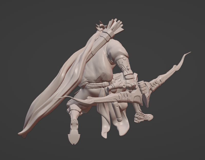 Hanzo man with bow and arrow 3D print model_1