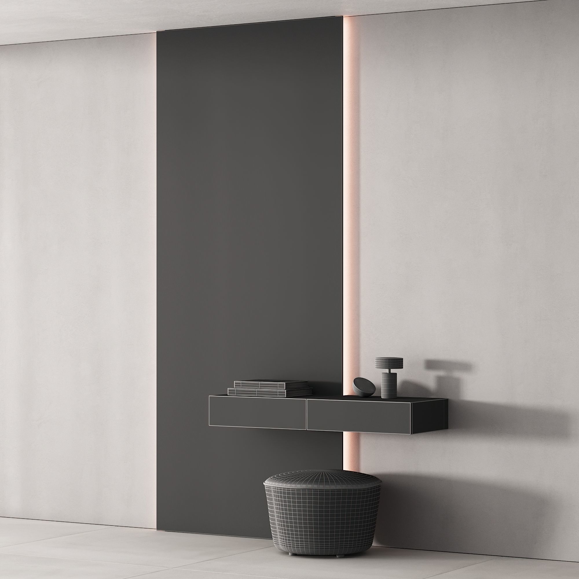 191 hallway zone 04 minimal bronze menu 01 3D model_5