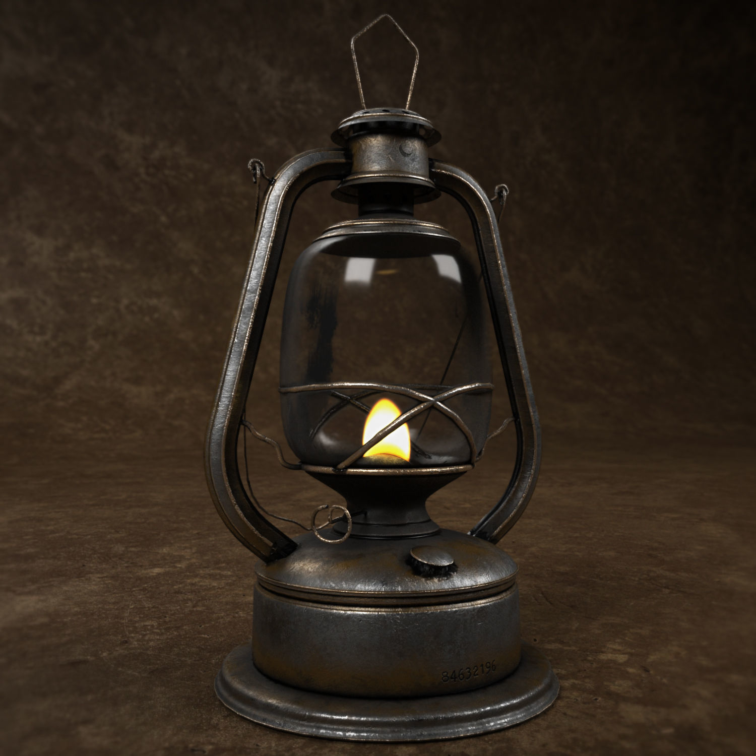Medieval lantern Low-poly 3D model_1
