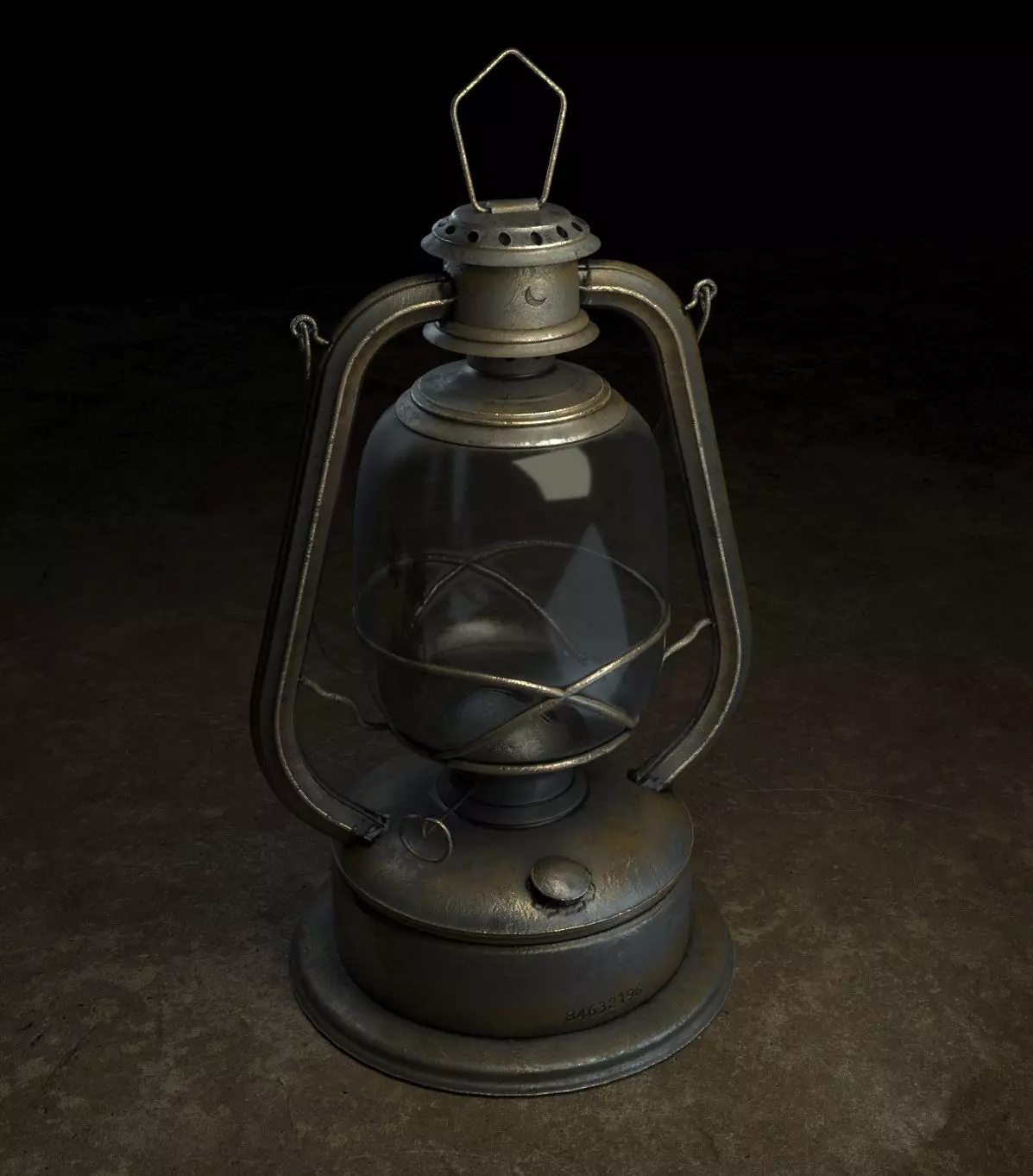Medieval lantern Low-poly 3D model_0